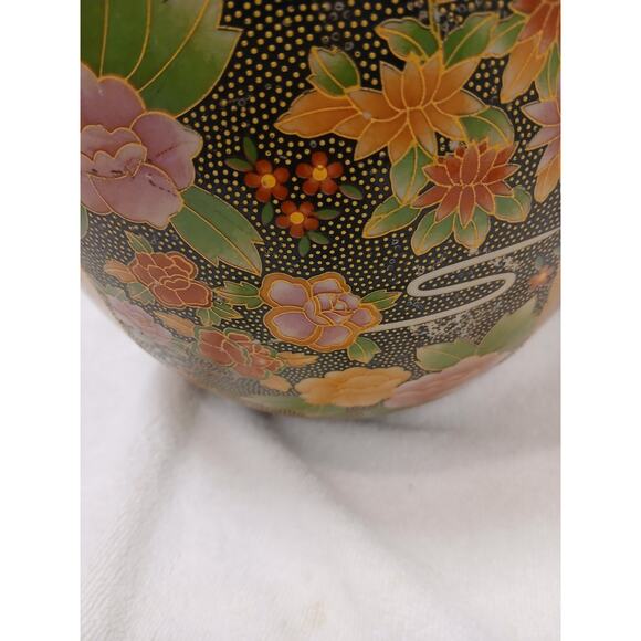 Vntg Huge Japanese Satsuma Egg Asian Decor Orient Hand Painted Cloisonne Floral - Picture 10 of 16